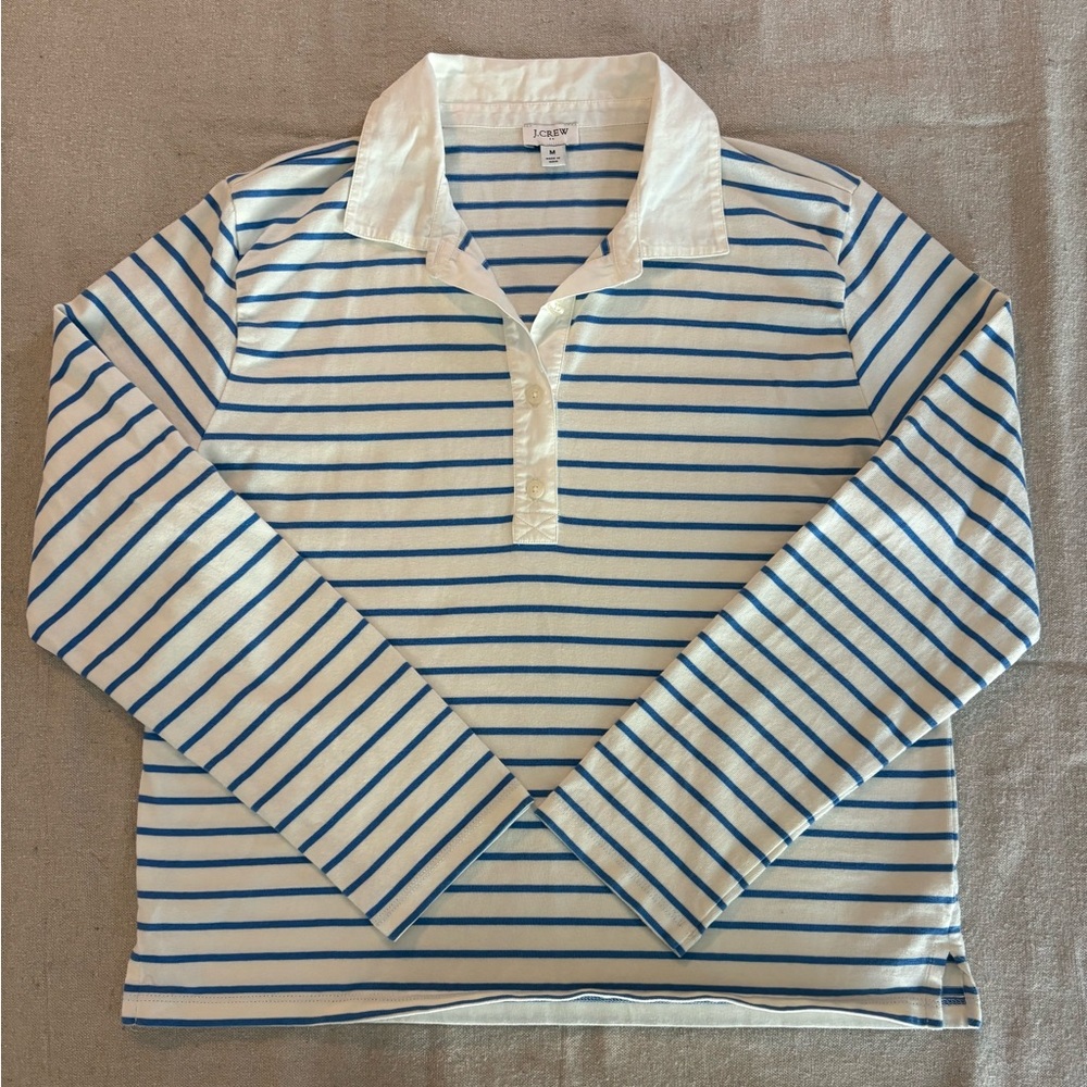 J. Crew Blue and White Striped Button Down Shirt